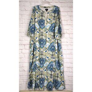 June & Vie Kaftan Caftan Maxi Dress PLUS 18/20 Floral Paisley Retro Mrs. Roper